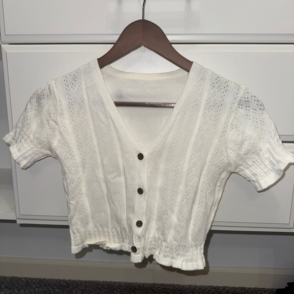 NEW White Button-Up Knit Crop Top